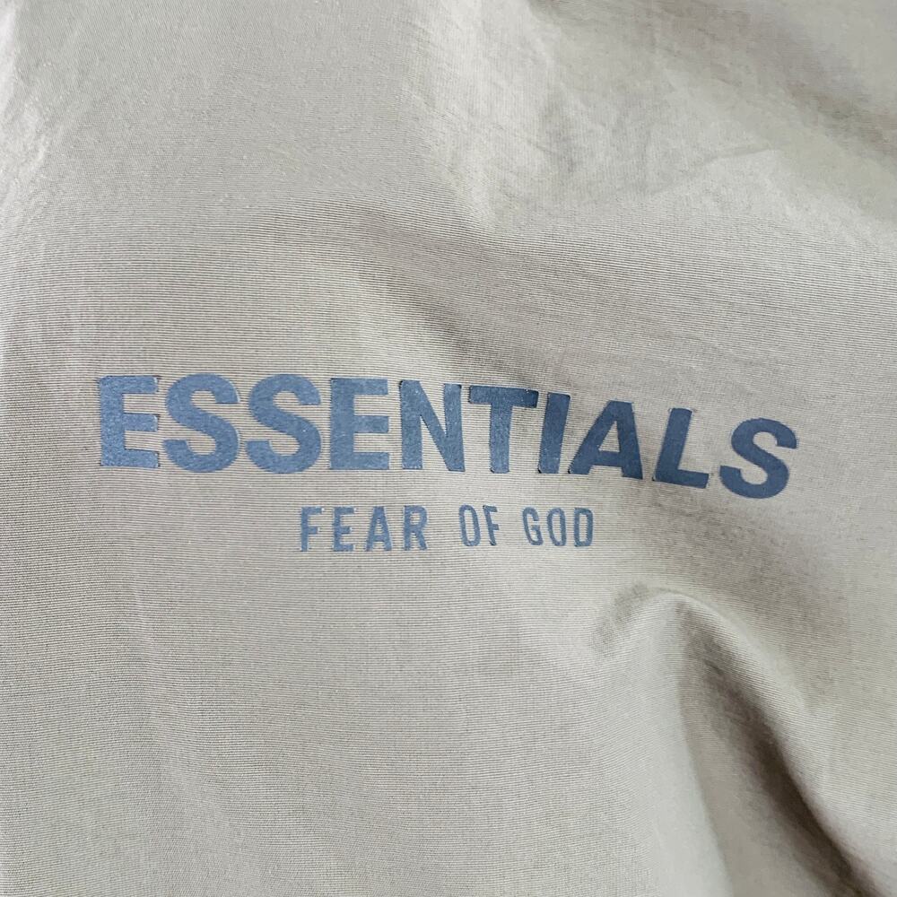 ESSENTIALS Size L Tan Cotton Nylon Logo Half Zip Jacket - Picture 2 of 8